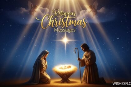 Religious Christmas Messages featuring Nativity scene with baby Jesus, glowing manger, and Star of Bethlehem