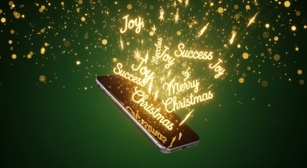 A magical glowing concept representing an AI tool generating Christmas wishes.