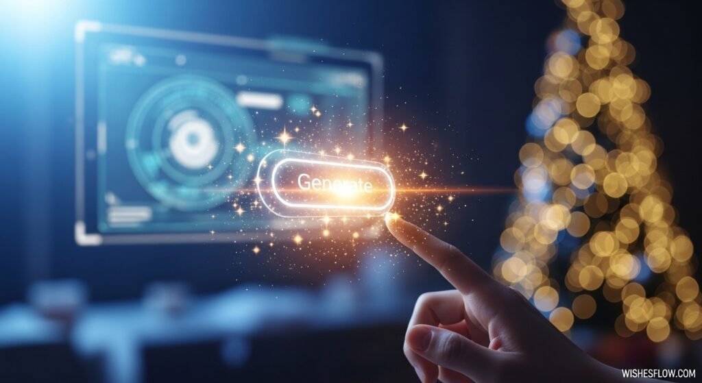 Magical button with sparkles representing the AI wish generator