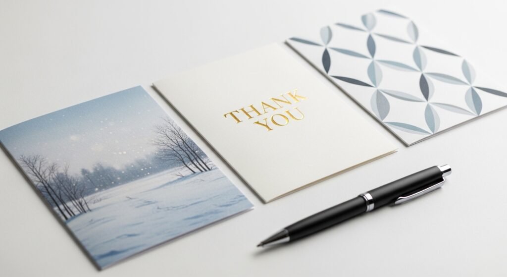 A selection of elegant and minimalist Christmas cards suitable for a boss.