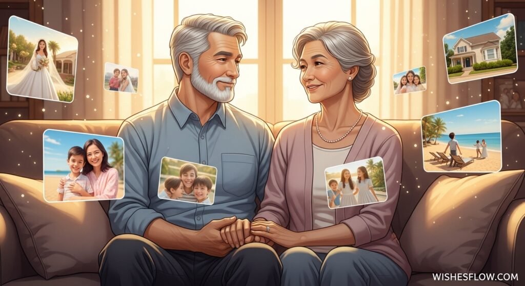 Mature married couple celebrating Valentine's Day with years of memories