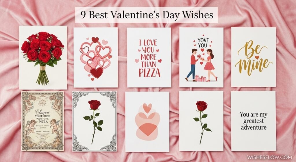 Collection of nine different Valentine's Day cards for wife with various styles