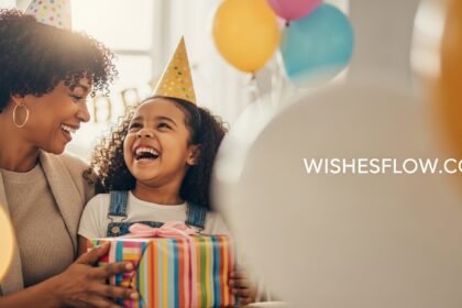 Aunt giving a birthday gift to her happy niece at a party