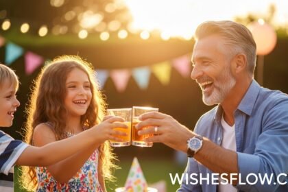 Happy uncle celebrating birthday with niece and nephew