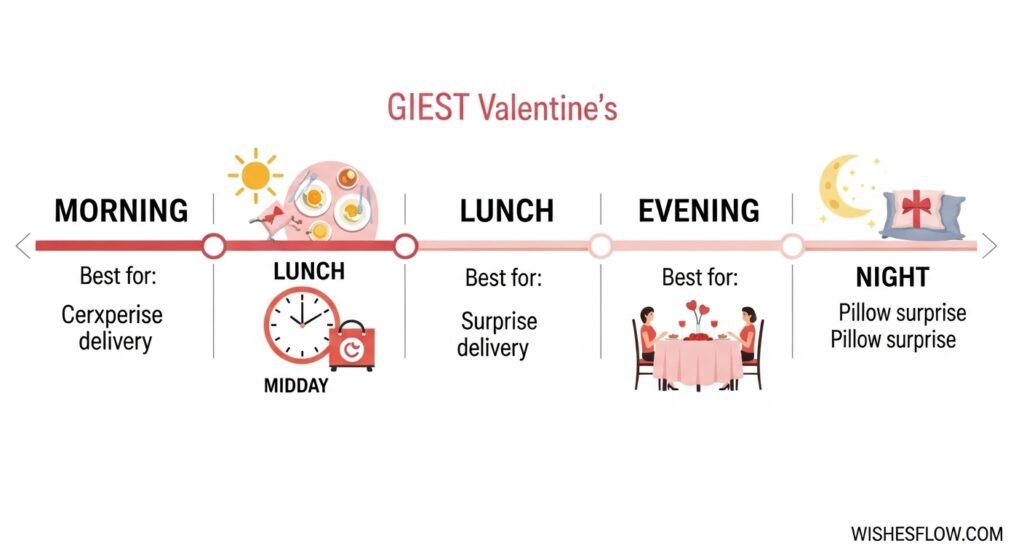 Timeline infographic showing ideal times to give Valentine's Day cards