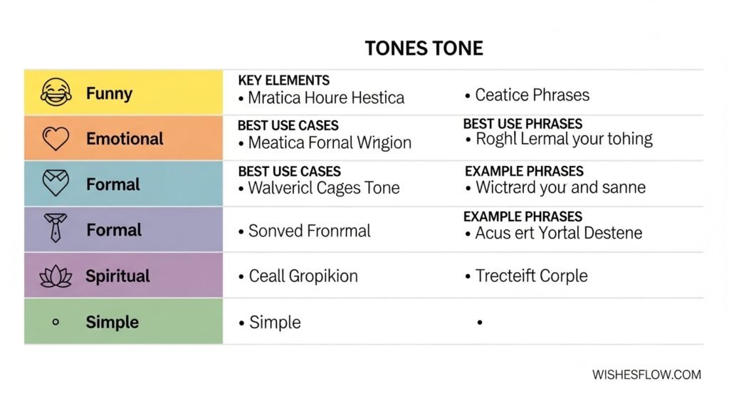 Comparison chart showing different tones for son-in-law birthday wishes and when to use them
