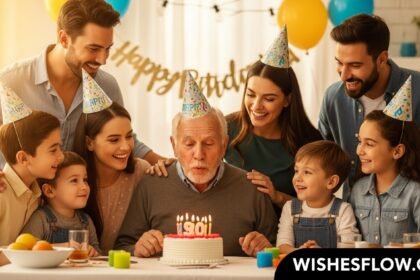 Grandfather celebrating birthday with family - heartwarming birthday wishes guide