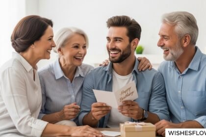 Happy family celebrating son-in-law's birthday with heartfelt wishes and gifts