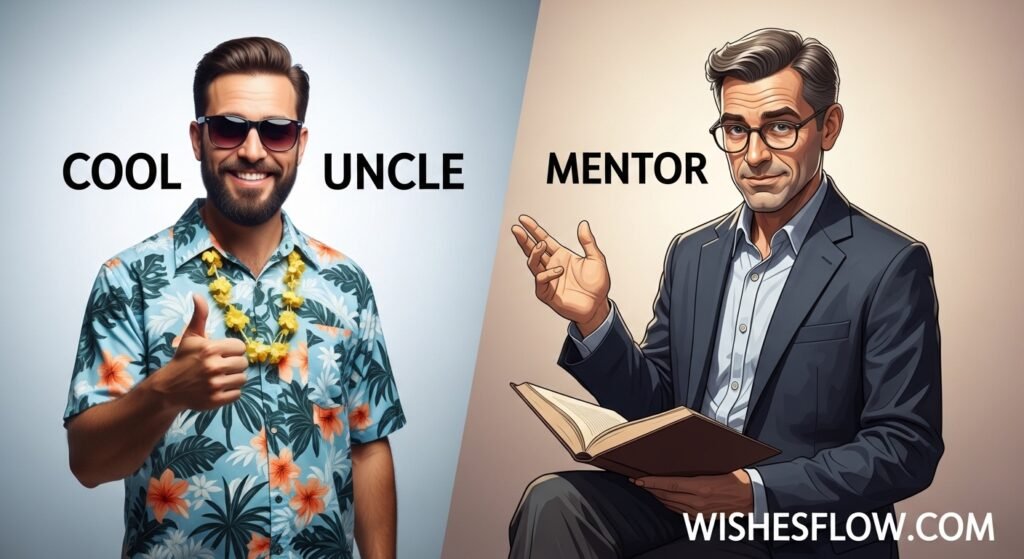 Funny uncle versus serious mentor uncle comparison