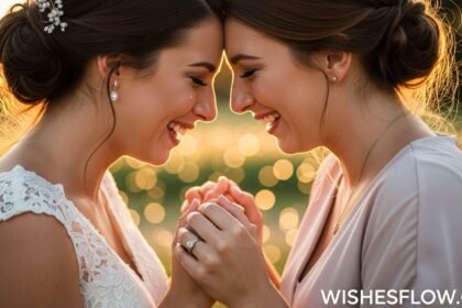 Bride and sister sharing a tearful and happy moment at a wedding