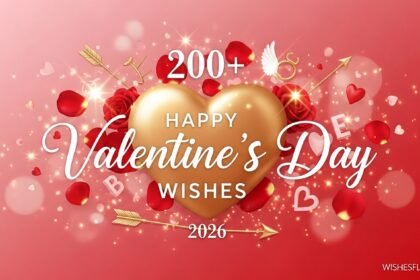 Beautiful Valentine's Day wishes with hearts, roses, and romantic messages for loved ones