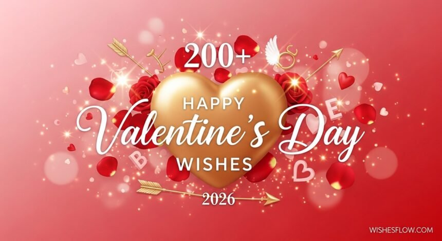 Beautiful Valentine's Day wishes with hearts, roses, and romantic messages for loved ones