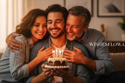 Emotional birthday wishes for son from mom and dad with cake