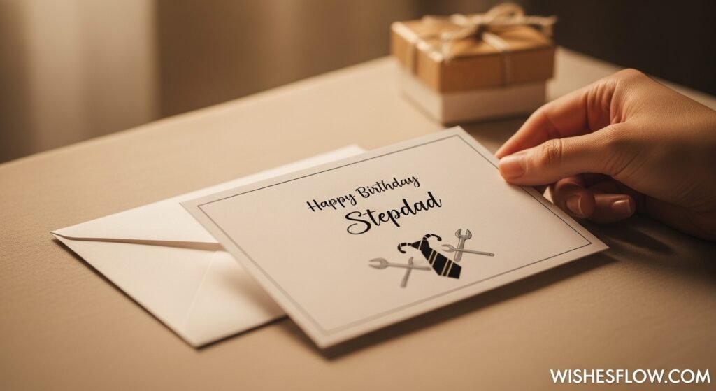 Finished birthday card for stepdad ready to be delivered with love