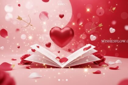 Beautiful Valentine's Day card with heart and roses - romantic quotes generator