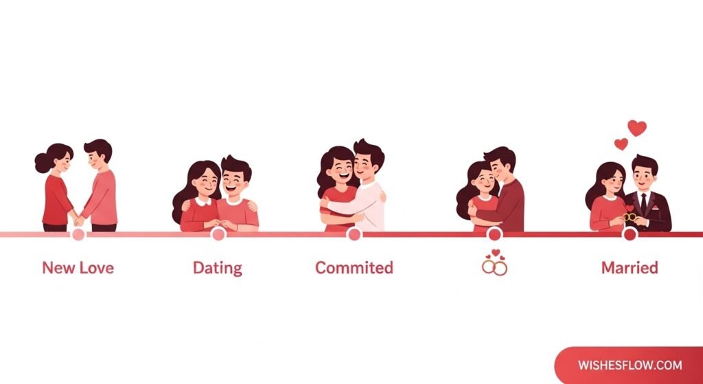 Relationship stages timeline - from new love to marriage Valentine's Day