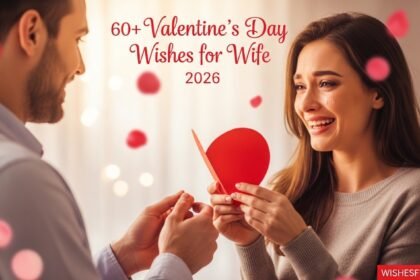 Beautiful wife reading Valentine's Day card from husband with emotional joy