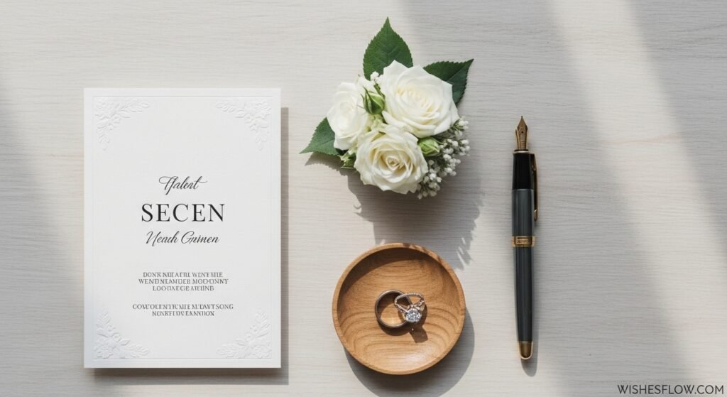 Elegant wedding card and pen for writing brother's wishes