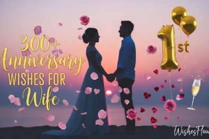 Beautiful romantic couple celebrating anniversary with heartfelt wishes for wife
