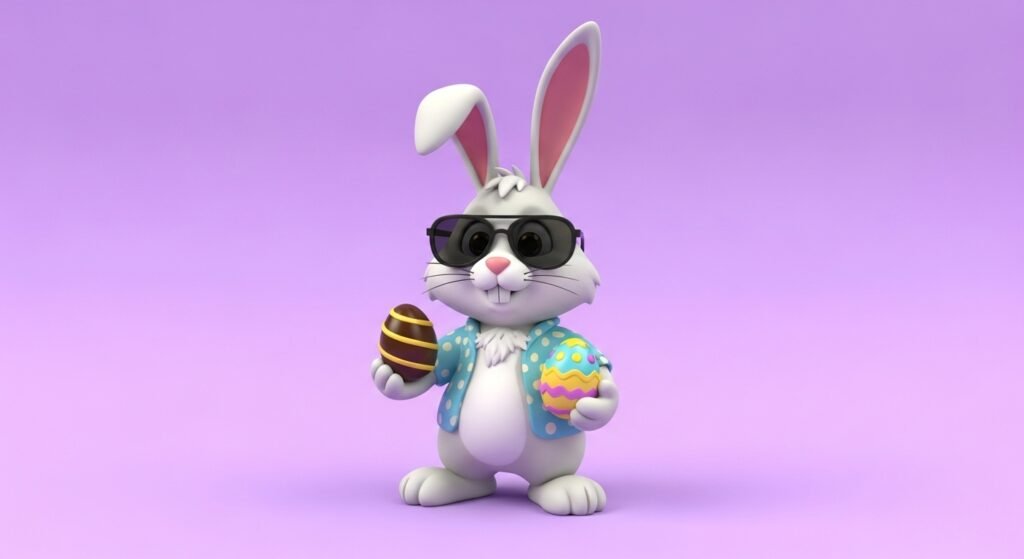 Humorous Easter bunny illustration for funny Easter greetings and puns