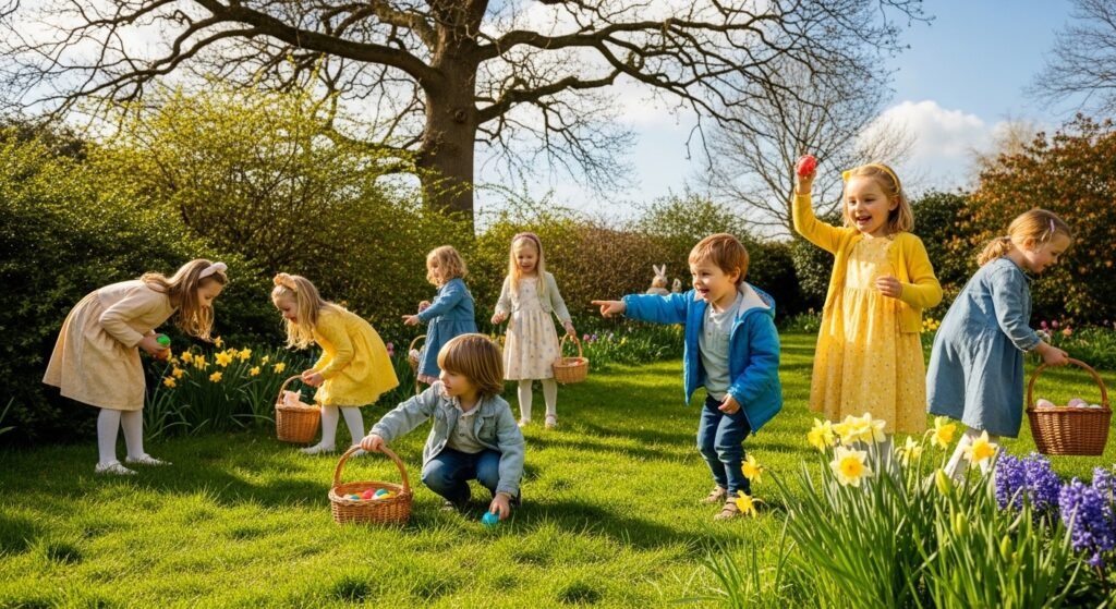 Happy Easter wishes kids enjoy during springtime egg hunts