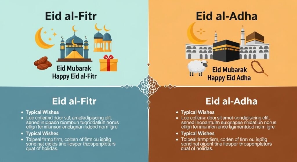 Difference between Eid Ul Fitr and Eid Ul Adha Arabic messages and greetings
