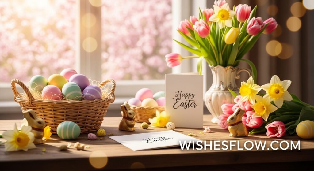 Empty tomb with sunrise light symbolizing resurrection and Easter religious blessings