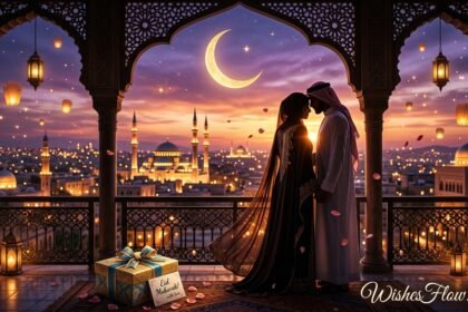 Eid ul-Adha wishes for wife - romantic couple celebrating Islamic festival