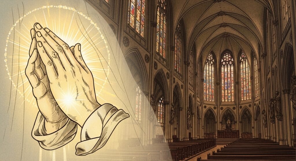 Traditional Catholic prayer for birthday blessings showing reverence and sacred atmosphere