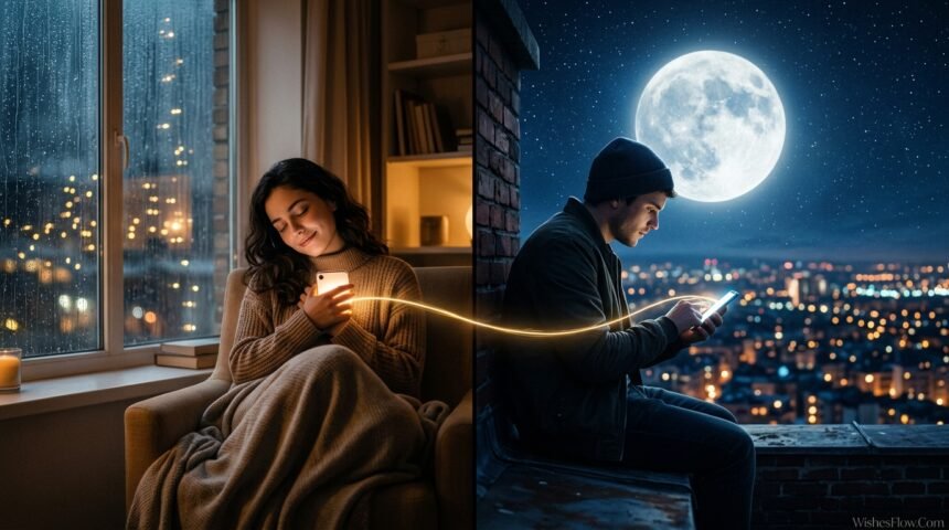 A couple separated by distance exchanging good night messages — LDR good night messages featured image