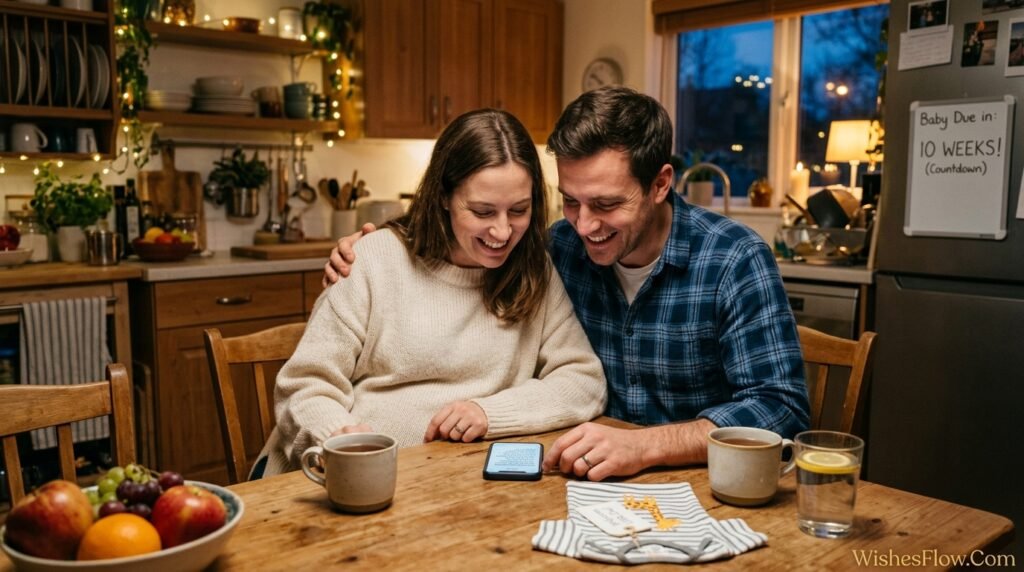 Congratulations message to expecting parents — couple receiving pregnancy wishes addressed to both of them together