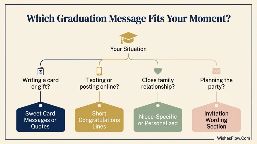 Diagram guide for choosing the right graduation wish based on occasion and relationship
