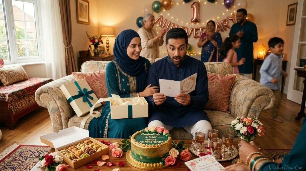 Family gathering to celebrate sister and brother-in-law nikah anniversary with gifts and sweets